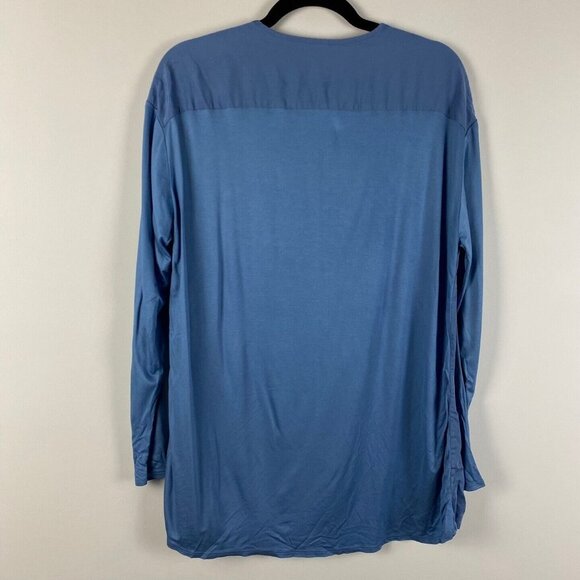 Chicos Blouse Shirt Blue Modal V Neck Long Sleeve Size 2 - US 12/14 - Picture 6 of 9